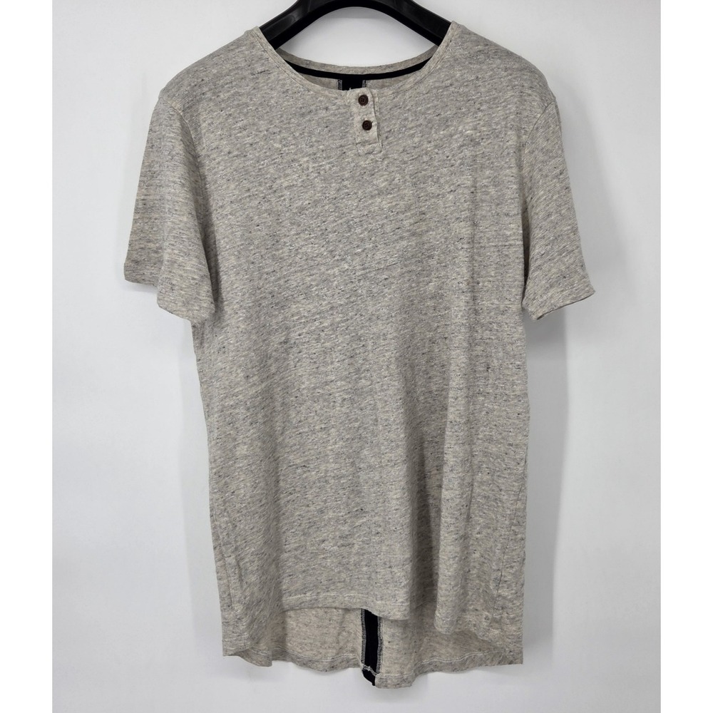 Matiere Men's Large Short Sleeve Shirt Heathered Beige Luxury Cotton Casual‎